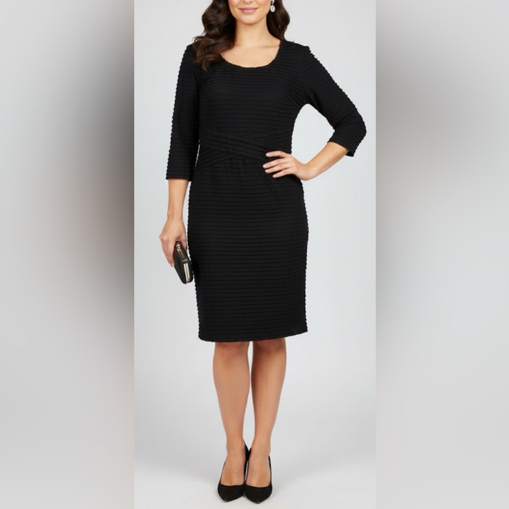 NWT!! Max Studio Black Midi 3/4 Sleeve Midi Dress